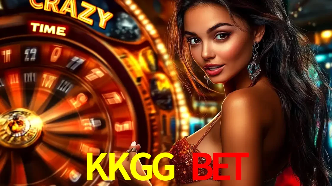 Mulher ao lado da roda de prêmios do jogo de cassino ao vivo Crazy Time, um dos shows de jogos mais emocionantes oferecidos pela plataforma de apostas KKGG BET.