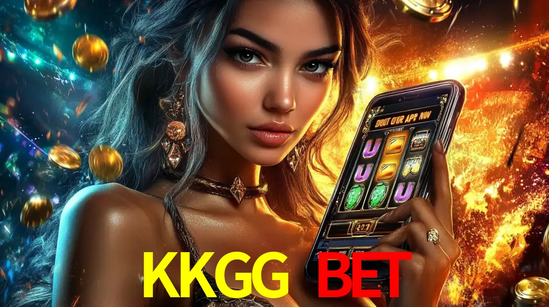 Mulher elegante mostrando um jogo de caça-níqueis em seu smartphone, destacando a experiência de cassino móvel oferecida pelo aplicativo KKGG BET.